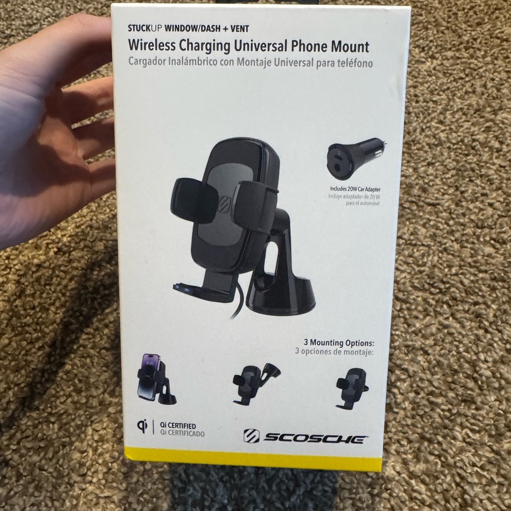 Apple Black Wireless Charging Phone Mount + MagSafe Charger